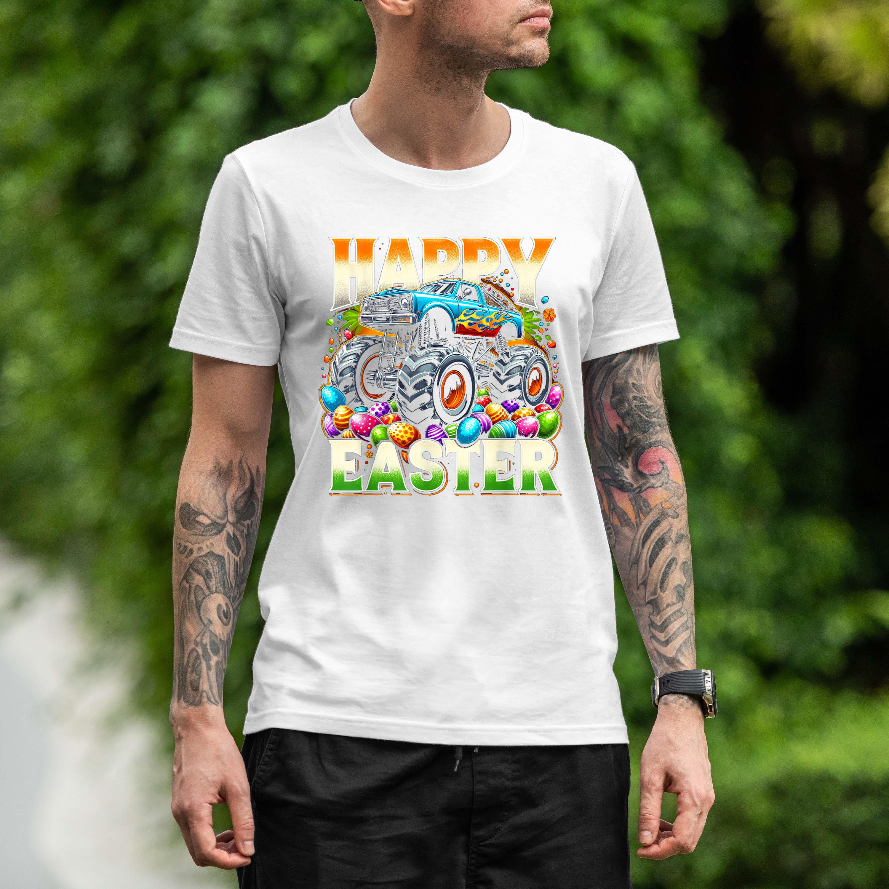 Happy Easter Monster Truck Easter Eggs Boys Kids Shirt 